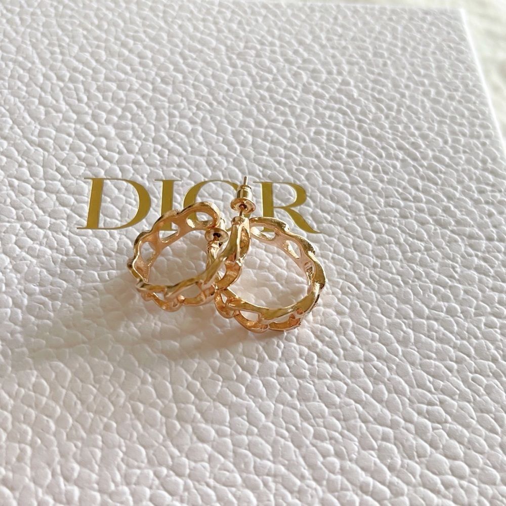 Gold Hoop Chain Earrings - Picture 4 of 5
